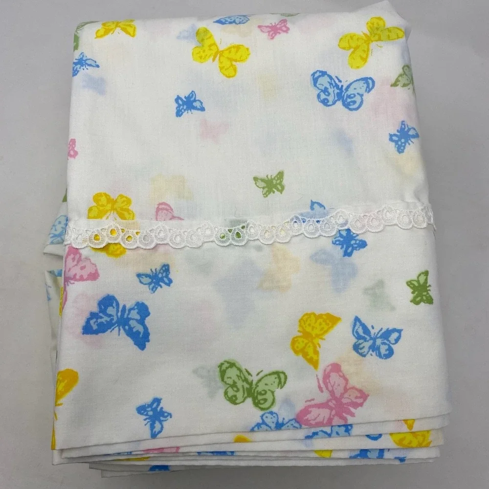 Vtg Wamsutta Christian Dior Sheet SET Twin Butterflies 2 Flat 2 Fitted USA Made